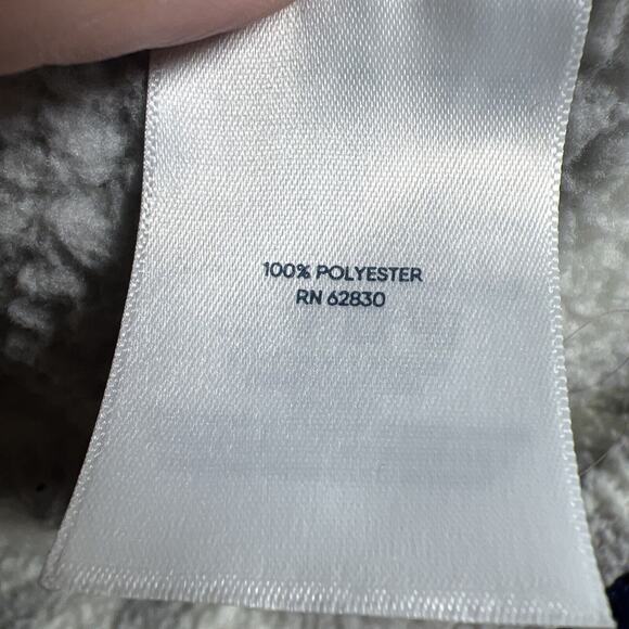 Lands’ End Women LARGE White Gray Sherpa Fleece Pullover Sweater Sweatshirt - Picture 6 of 11